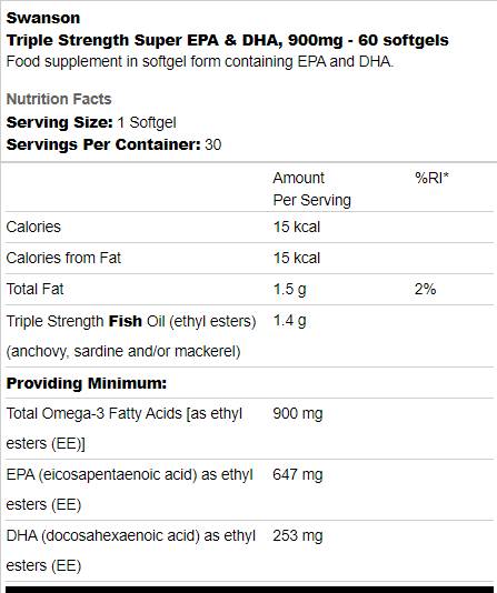 Triple Strength Super EPA és DHA 900 mg 60 Softgels