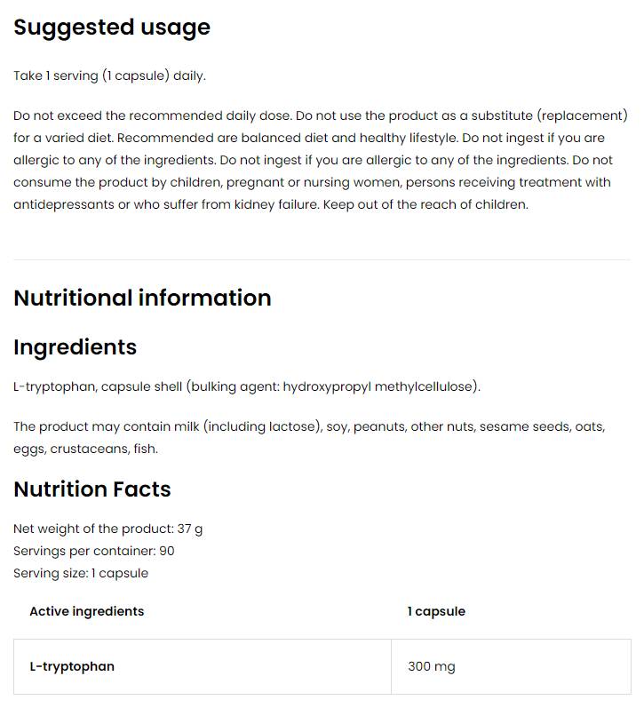 Triptofán 300 mg/Vege 90 kapszula