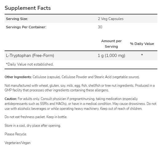 Triptofán 500 mg - 60 kapszula