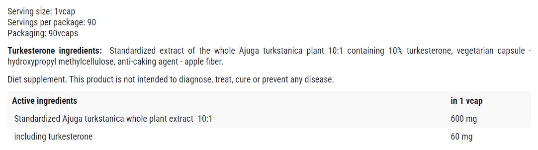Turkeszteron 600 mg - 90 kapszula