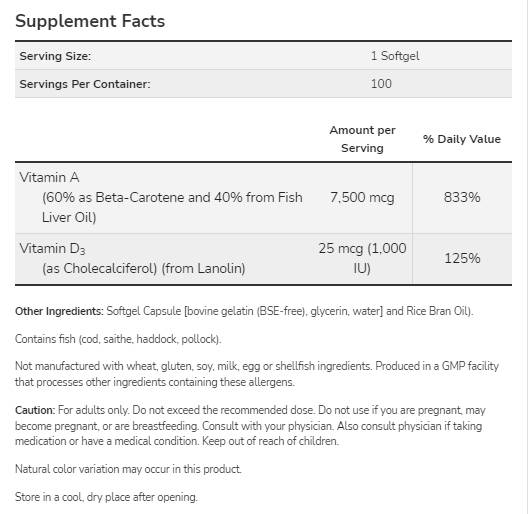 Ultra A & D-3 | A-vitamin 25 000 & D-vitamin 1000 NE - 100 gél kapszula