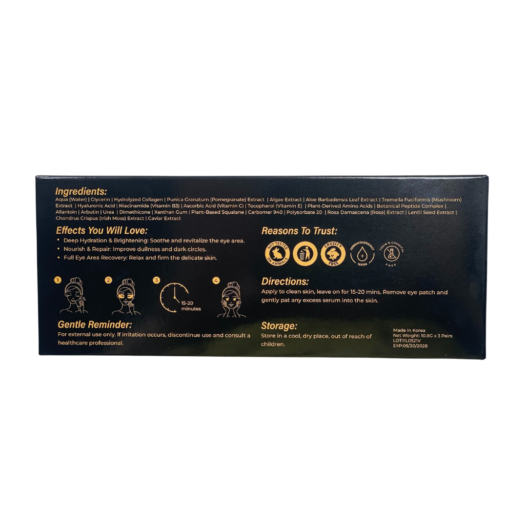 Regenerating mask with caviar, collagen and peptides for the eye area – 3 pieces - Nutra Best Europe