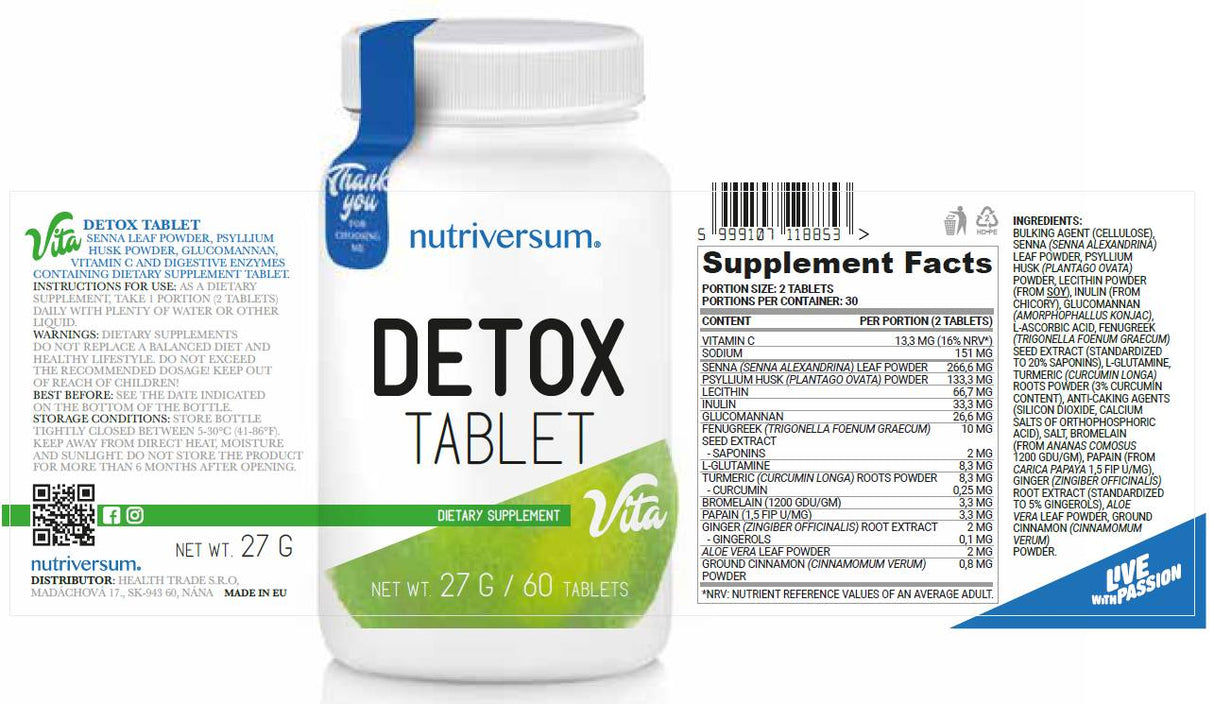 Detox Tablet | Detox Formula - 60 Tablets - Nutra Best Europe