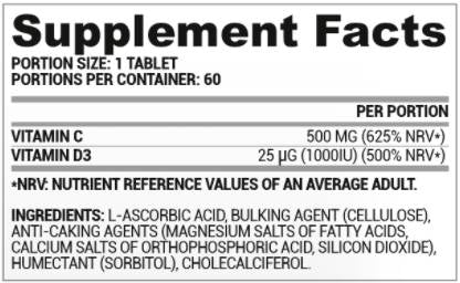 Vita C + D3 | C-vitamin 500 mg + D-vitamin 1000 NE 60 tabletta