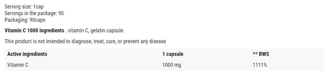 C-vitamin 1000 mg | Immun Health Support - 90 kapszula