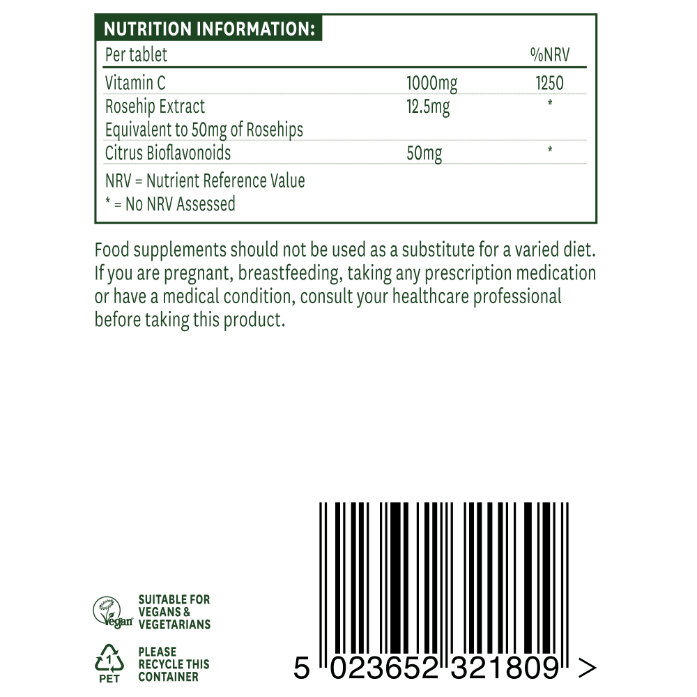 Alacsony savasságú C-vitamin (C-vitamin alacsony savtartalommal) 1000mg 90 tabletta NaturesAid