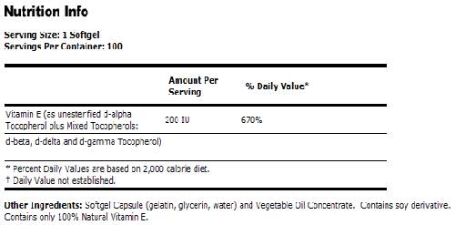 Vitamin E-200 IU D-Alpha Tocopherols - 100 Gel capsules - Nutra Best Europe