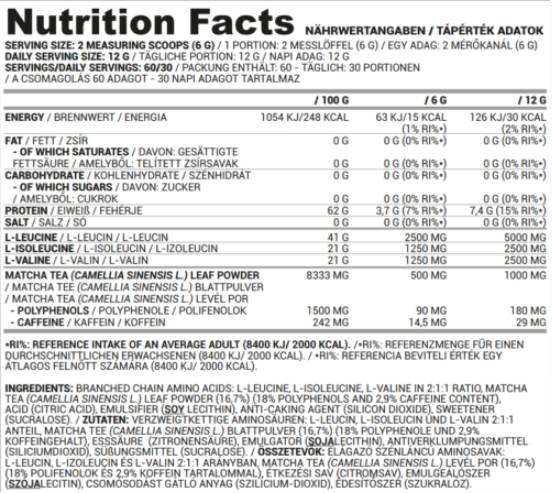 BCAA Matcha | BCAA 2:1:1 with Matcha Tea - 360 grams - Nutra Best Europe