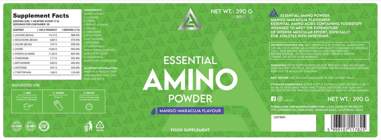 LA Essential Amino Powder | EAA - 390 grams - Nutra Best Europe