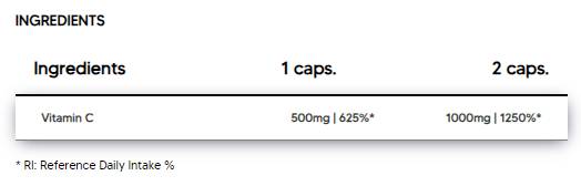 Vitamin C 500 mg | L-Ascorbic Acid - 120 capsules - Nutra Best Europe