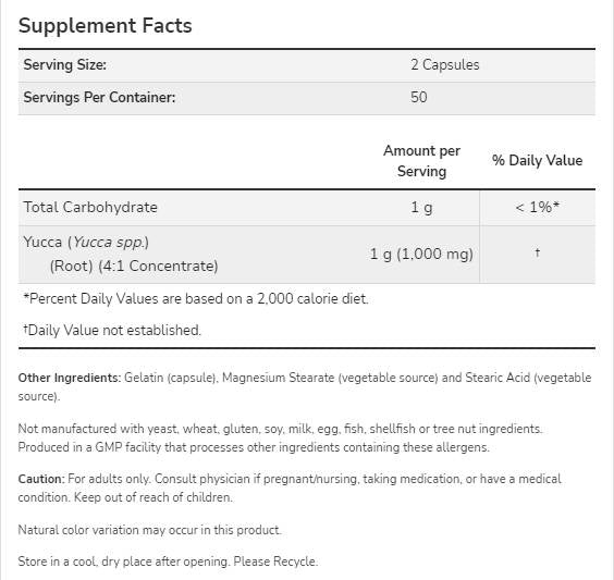 Yucca 500 mg - 100 kapszula