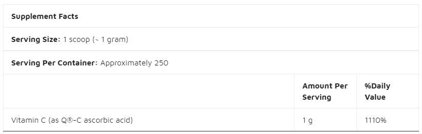 Pure Vitamin C Powder | Q®-C - 250 grams - Nutra Best Europe