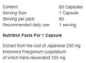 Resveratrol 125 mg - 60 capsules - Nutra Best Europe