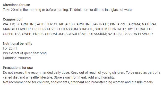 L-Carnitine Pro Zero Liquid - 500 ml - Nutra Best Europe