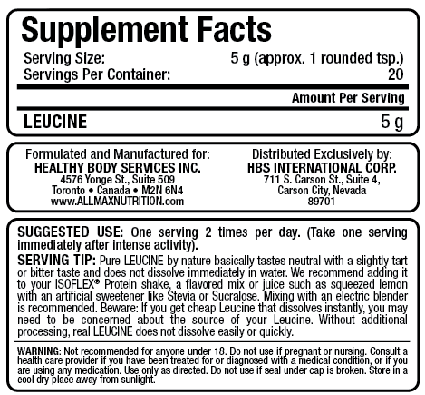 Leucine Powder - 400 grams - Nutra Best Europe