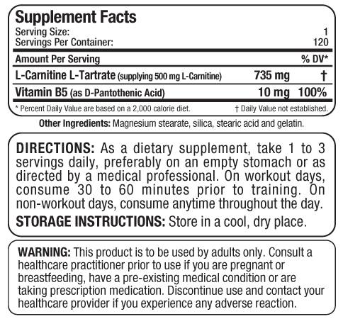 L-Carnitine - 120 capsules - Nutra Best Europe