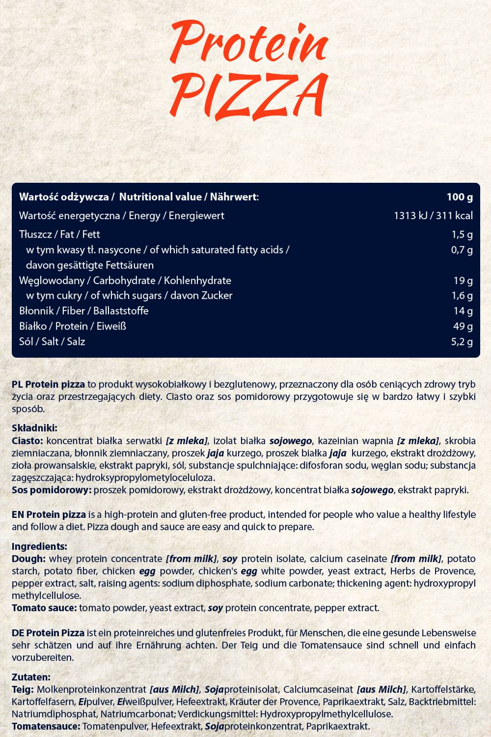 Protein Pizza | Gluten Free - 600 grams - Nutra Best Europe