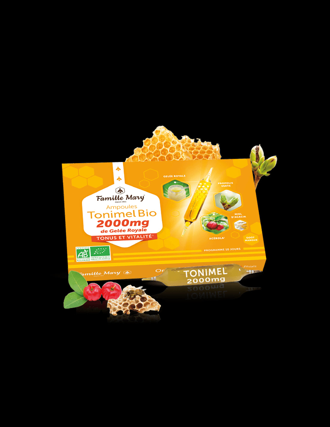 Ampoules for tone, energy and immunity (with royal jelly 2000 mg), BIO, 10 ampoules for drinking, orange flavor - Nutra Best Europe