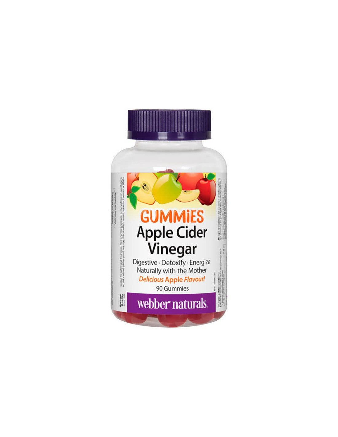 Apple Cider Vinegar Gummies - Antioxidant Protection and Fast Metabolism, 90 Webber Naturals Jelly Tablets - Nutra Best Europe