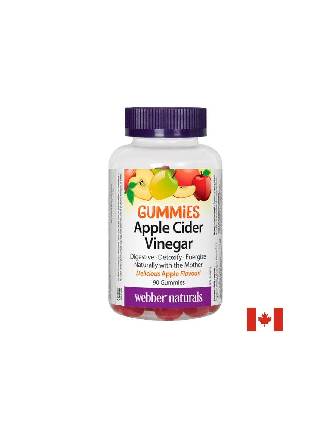 Apple Cider Vinegar Gummies - Antioxidant Protection and Fast Metabolism, 90 Webber Naturals Jelly Tablets - Nutra Best Europe