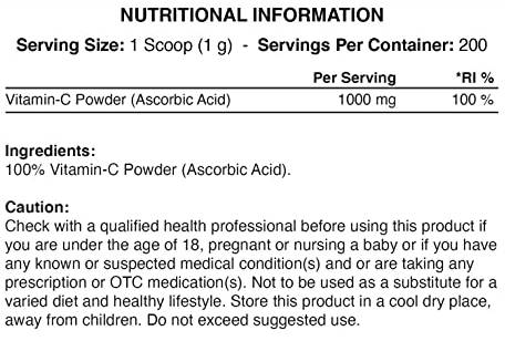 Vitamin C Powder - 200 grams - Nutra Best Europe