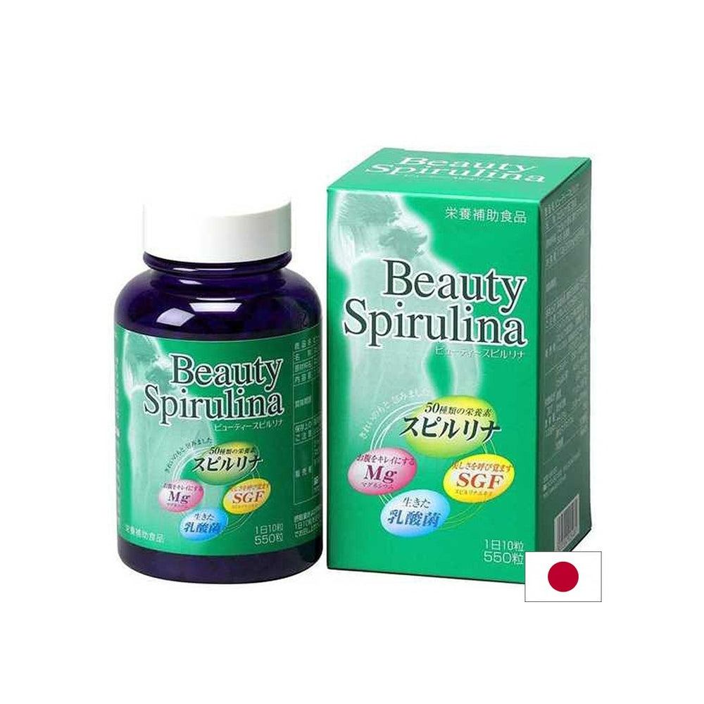 Japanese spirulina + lactic acid bacteria and magnesium - Beauty Spirulina, 550 tablets - Nutra Best Europe