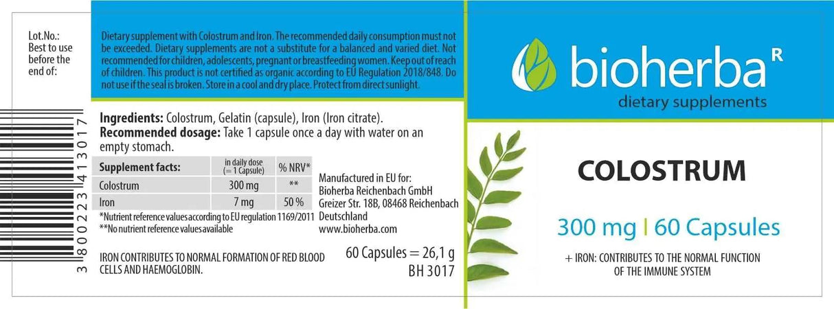 Colostrum 300 mg - 60 capsules - Nutra Best Europe