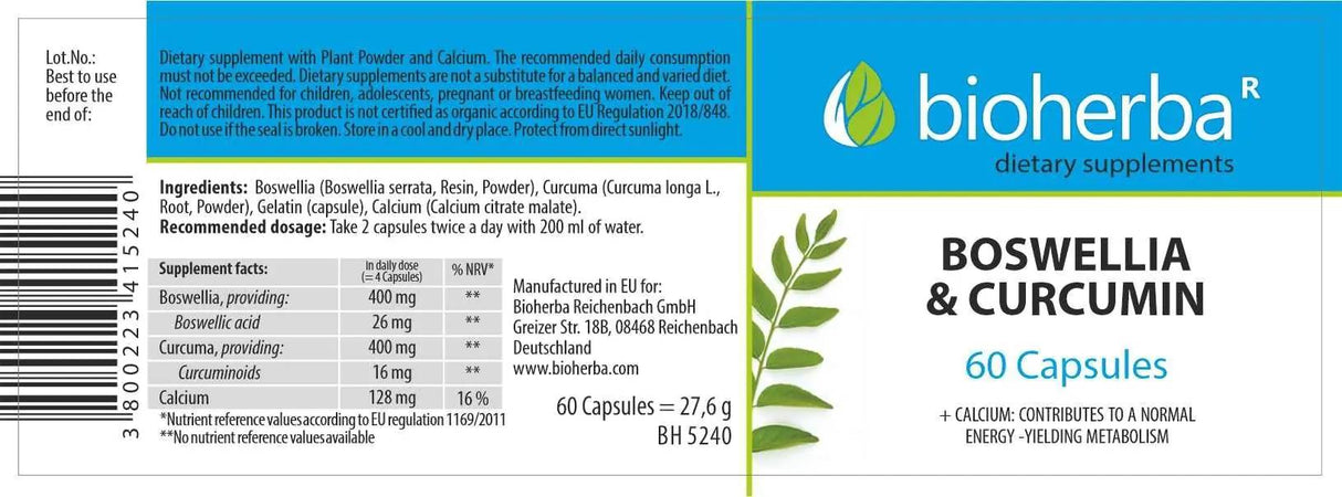 Boswellia And Curcumin - 60 capsules - Nutra Best Europe