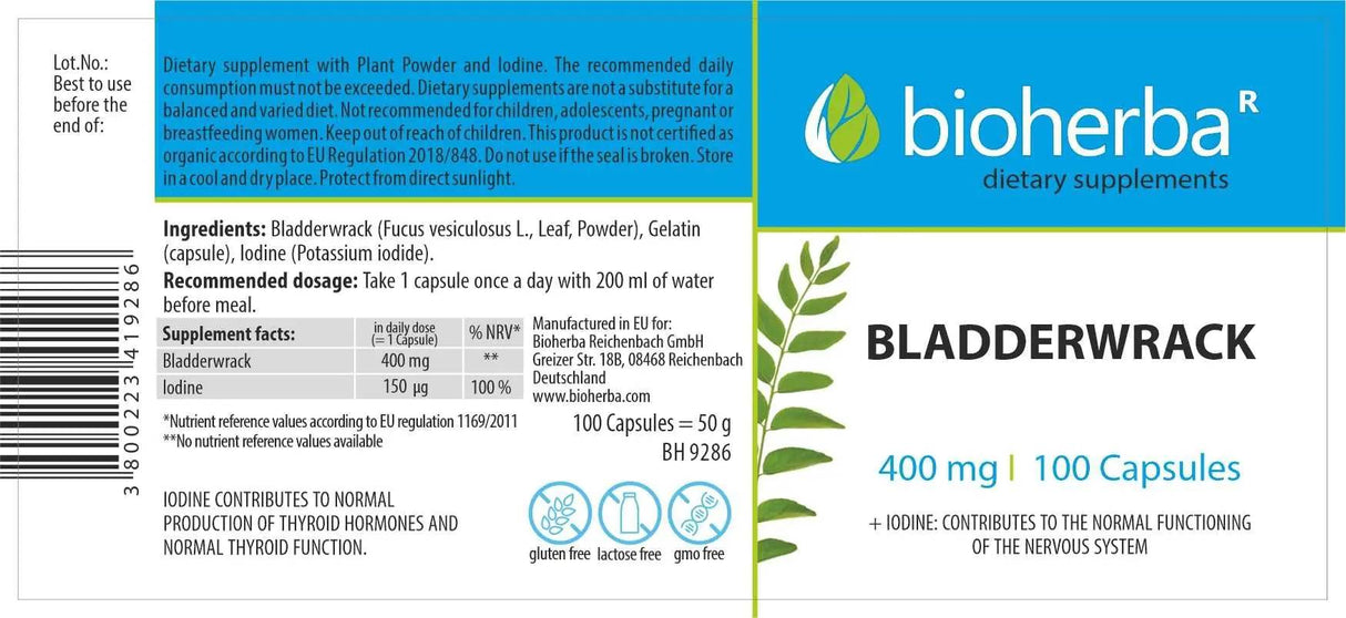 Bladderwrack 400 mg - 100 capsules - Nutra Best Europe
