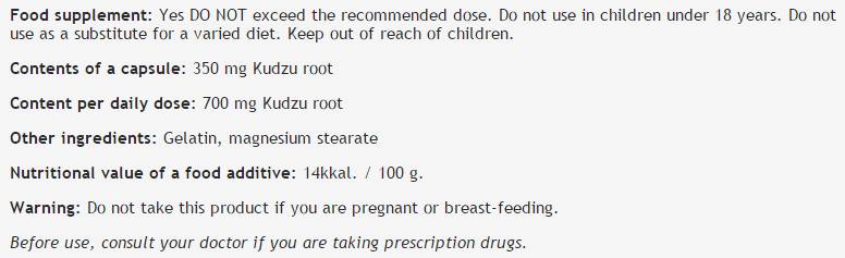 Kudzu Root 350 mg - 100 capsules - Nutra Best Europe
