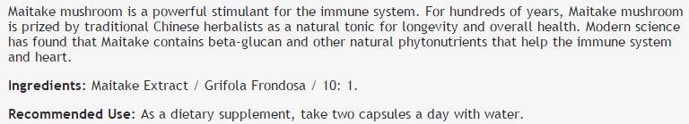 Maitake Mushroom Extract 450 mg - 100 capsules - Nutra Best Europe