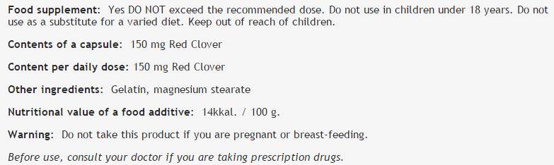 Red Clover 150 mg - 100 capsules - Nutra Best Europe