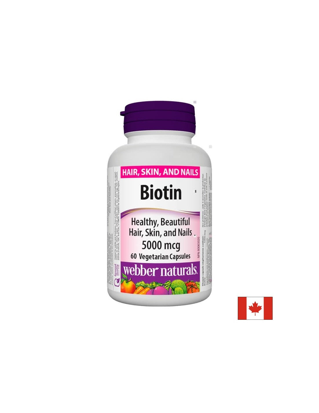 Biotin / Biotin, 5000 mcg, 60 capsules Webber Naturals - Nutra Best Europe