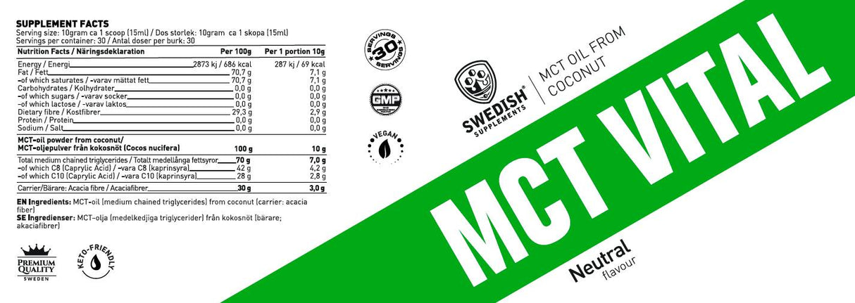 MCT Vital Powder / from Coconut Oil - 300 grams - Nutra Best Europe