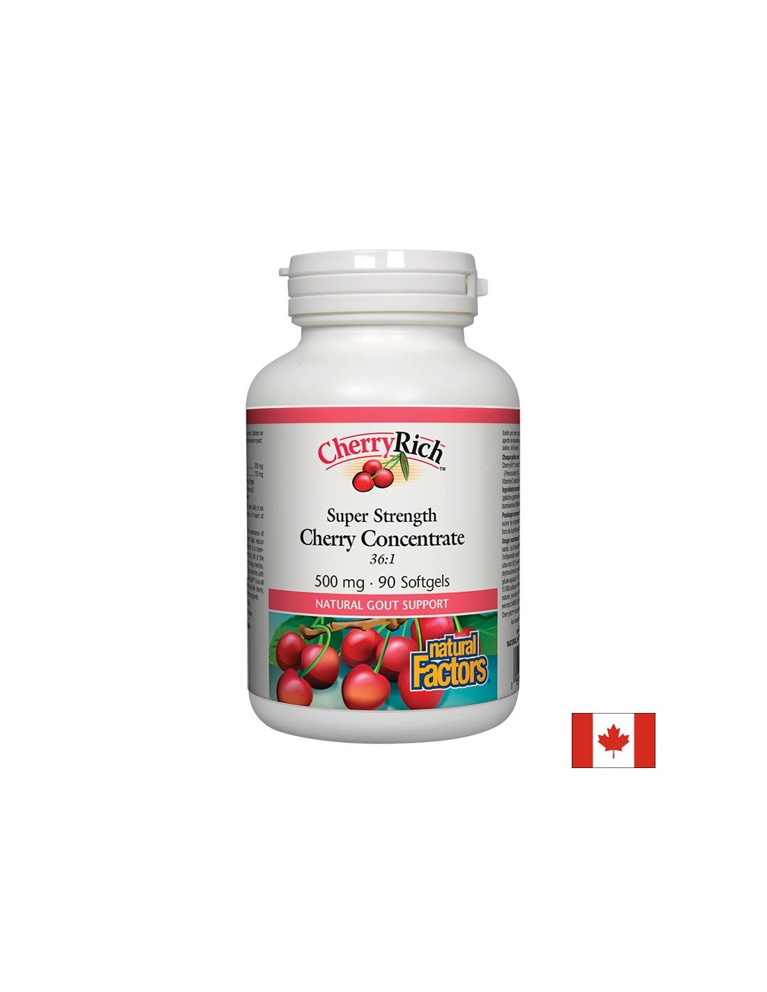 For gout - Cherry super concentrate - CherryRich™ 500 mg, 90 softgel capsules Natural Factors - Nutra Best Europe