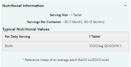 Biotin - 90 Tablets - Nutra Best Europe