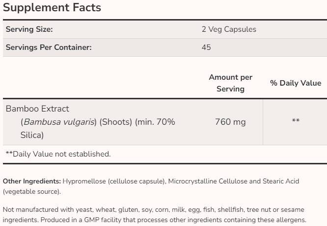 Bamboo Silica Beauty - 90 capsules - Nutra Best Europe