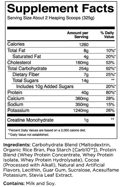 Mass Gainer | High Calories Weight Gainer - 2560-2620 grams - Nutra Best Europe