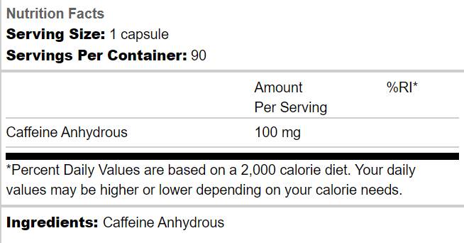 Endurance Caffeine 100 mg - 90 capsules - Nutra Best Europe