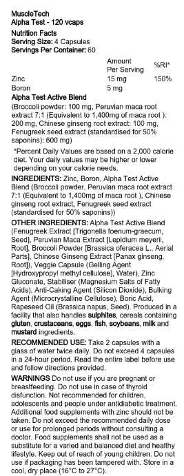 Alpha Test | Testosterone Support - 120 capsules - Nutra Best Europe