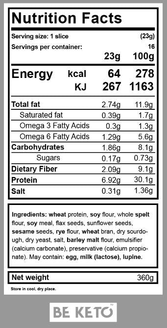Keto Multigrain Bread - 360 grams - Nutra Best Europe