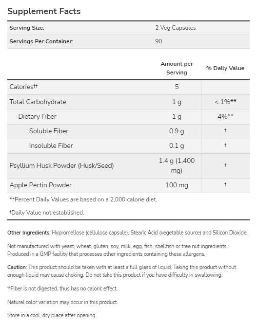 Psyllium Husk 700 mg | with Apple Pectin - 360 capsules - Nutra Best Europe