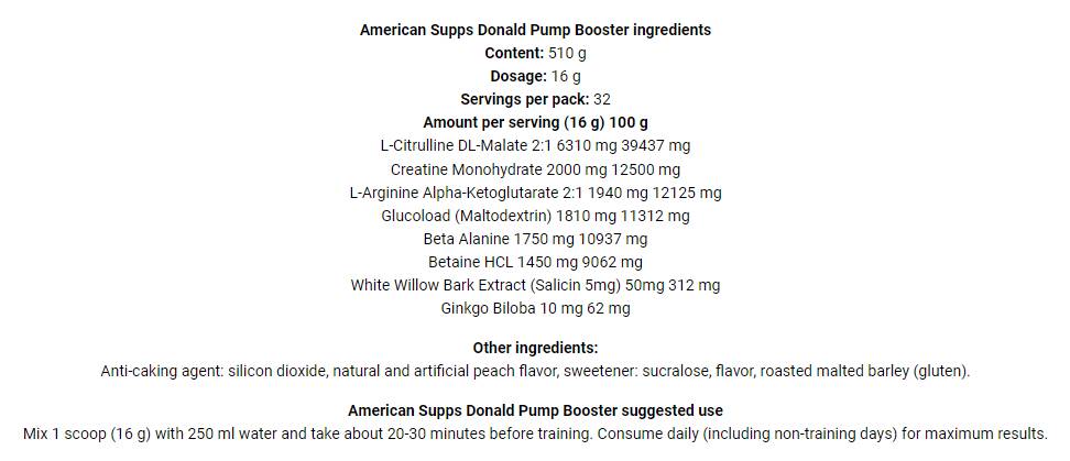 Donald Pump | Make Your Pump Great Again - 510 grams - Nutra Best Europe