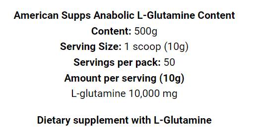 Anabolic L-Glutamine - 500 grams - Nutra Best Europe