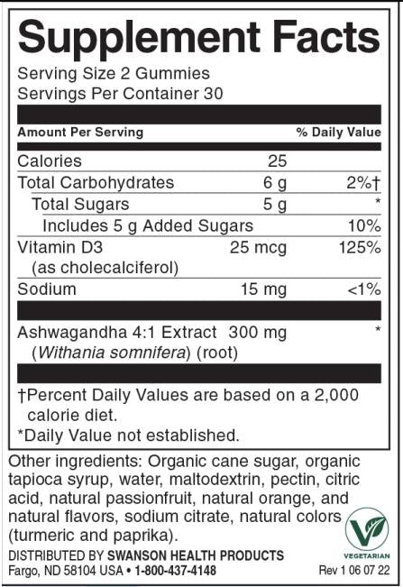 Ashwagandha Gummies with Vitamin D | Passion Fruit Orange 60 Chewable Tablets - Nutra Best Europe