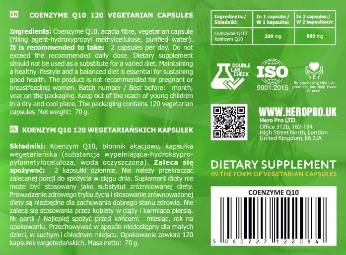 Coenzyme Q10 Pure | CoQ10 600 mg - 120 capsules - Nutra Best Europe