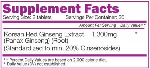 Korean Ginseng 1300 mg - 60 Tablets - Nutra Best Europe