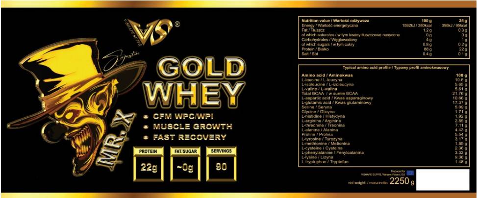 Mr. X Gold Whey 2250 grams - Nutra Best Europe