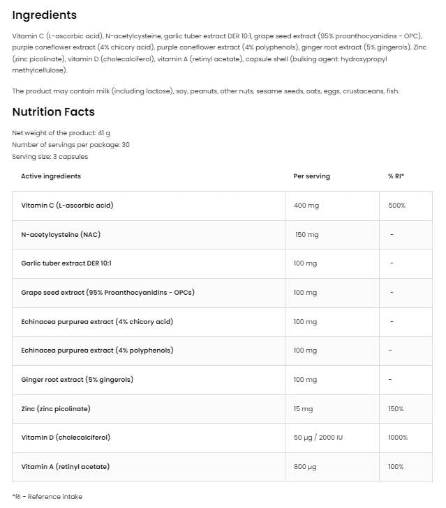 Immune Aid 90 capsules - Nutra Best Europe