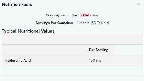 Hyaluronic Acid - 30 Tablets - Nutra Best Europe